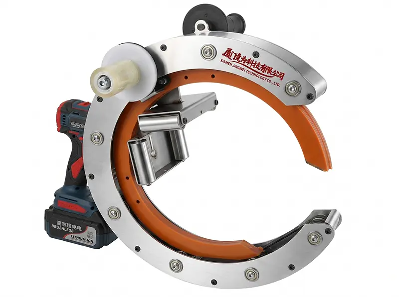 Pembalut Orbital Pegang Tangan Berkuasa HROW-450 | Mesin Filem Regang Mudah Alih untuk Paip, Kayu & Produk Panjang