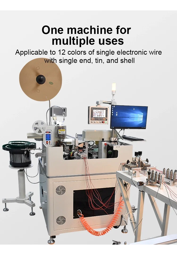 multiple wires penetrate plastic plugs shell, wire stripping position terminal crimping tinning machine, View Plastic shell inserting machine pelbagai wayar menembusi cangkerang palam plastik, kedudukan pelucutan wayar terminal mesin tinning, Lihat mesin memasukkan cangkerang plastik