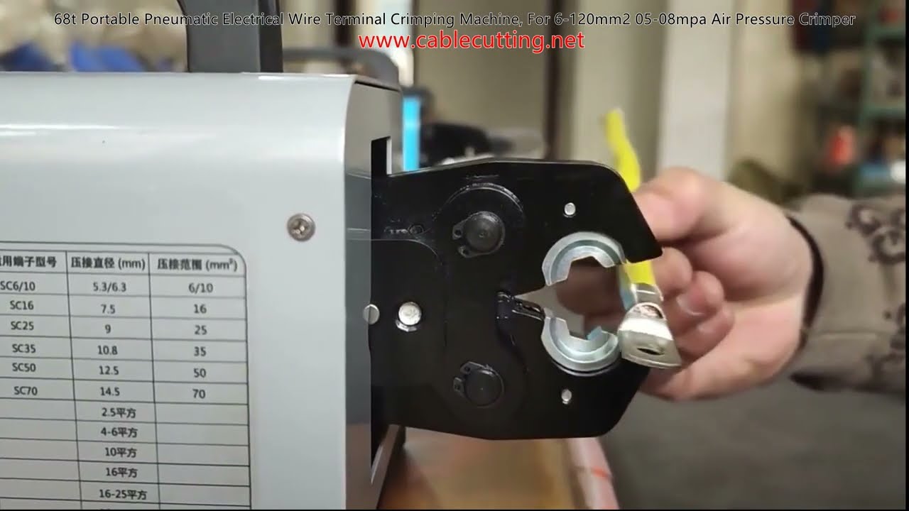 Mesin Krimping Terminal Wayar Elektrik Pneumatik Mudah Alih 68T – Sesuai untuk 6-120mm², 0.5-0.8MPa