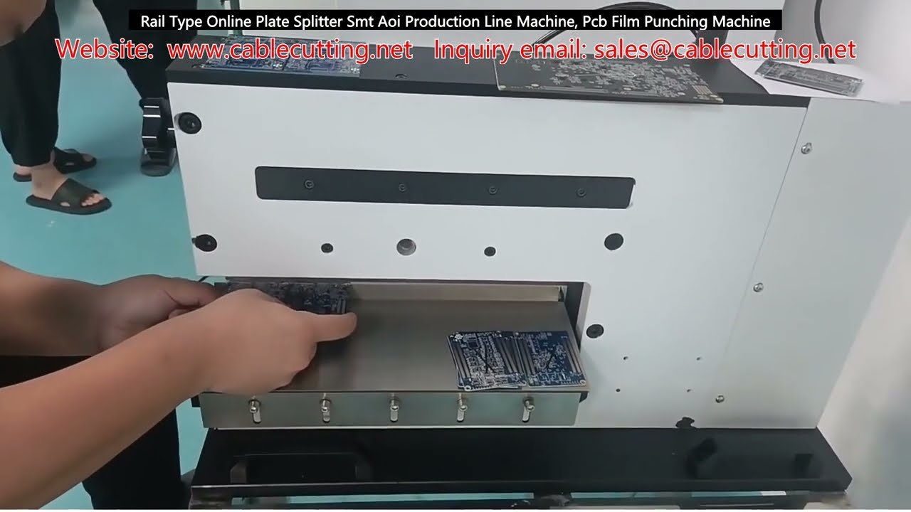 Mesin Pemisah Plat Dalam Talian Jenis Rail untuk Barisan Pengeluaran SMT AOI & Mesin Tebuk Filem PCB