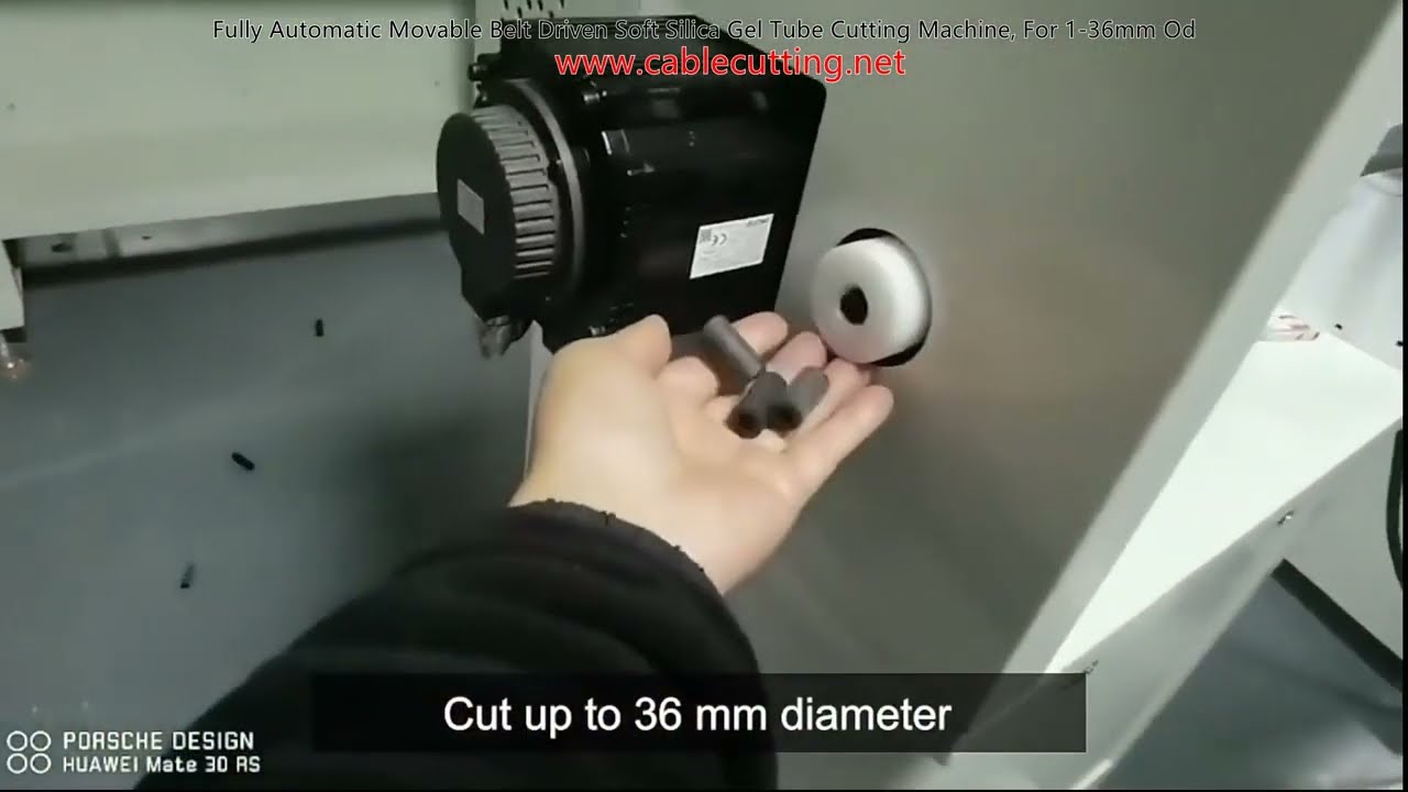 Mesin Pemotong Tiub Gel Silika Lembut Automatik Sepenuhnya dengan Pacuan Tali Sawat, Untuk OD 1-36mm