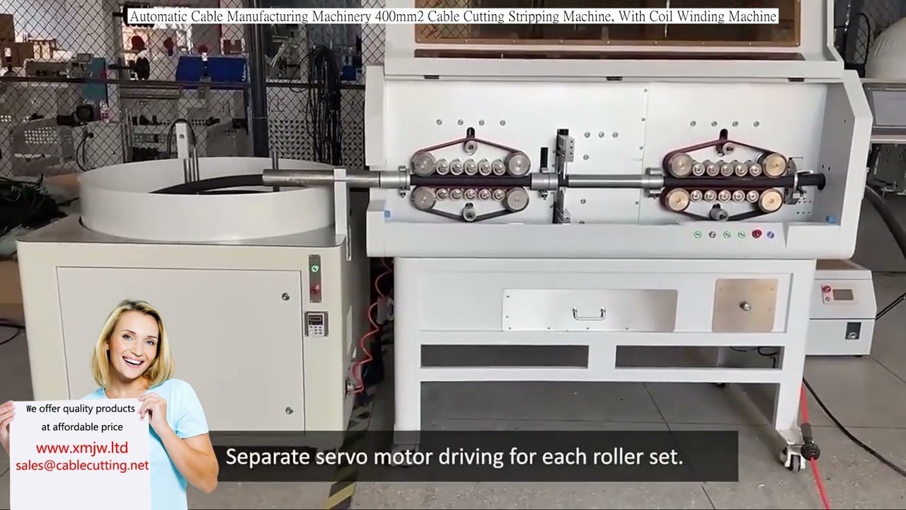 Mesin Pemotong & Penanggal Kabel 400mm2 dengan Penggulung Gegelung Automatik